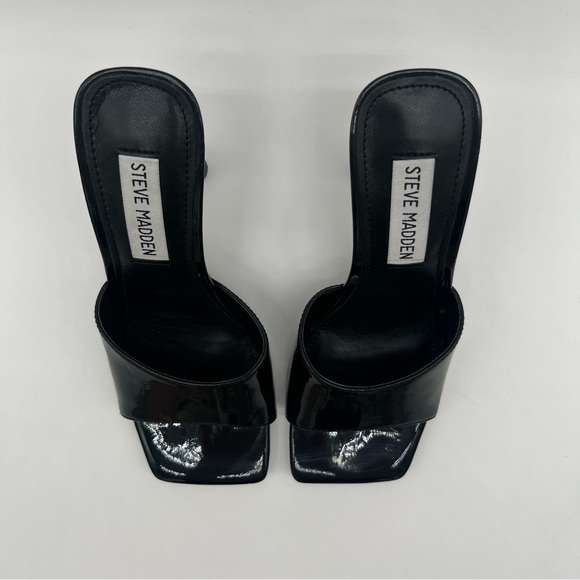 STEVE MADDEN Elated Slide Sandal Black Patent - Picture 4 of 10